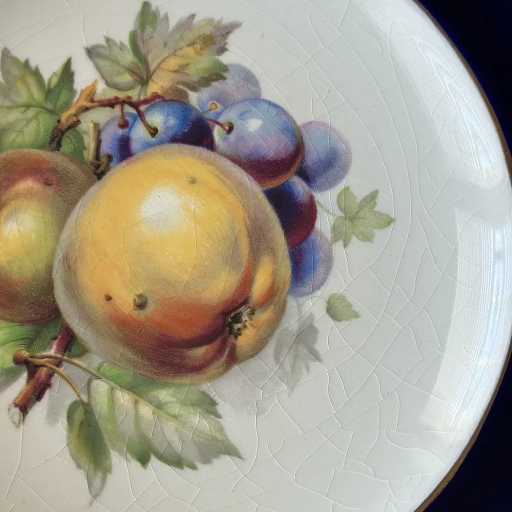 Vintage AGR Crown Ducal Porcelain Fruit Hand Painted Plate Made in England